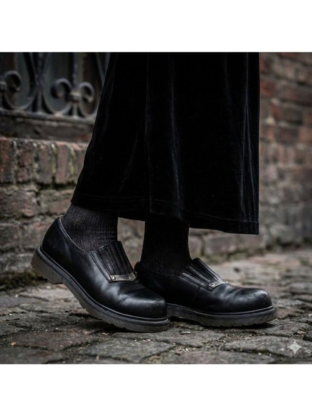 Vintage 90s Y2k CULT Black Leather Chunky Loafer Metal Goth Sz 38 US 7.5 Cult